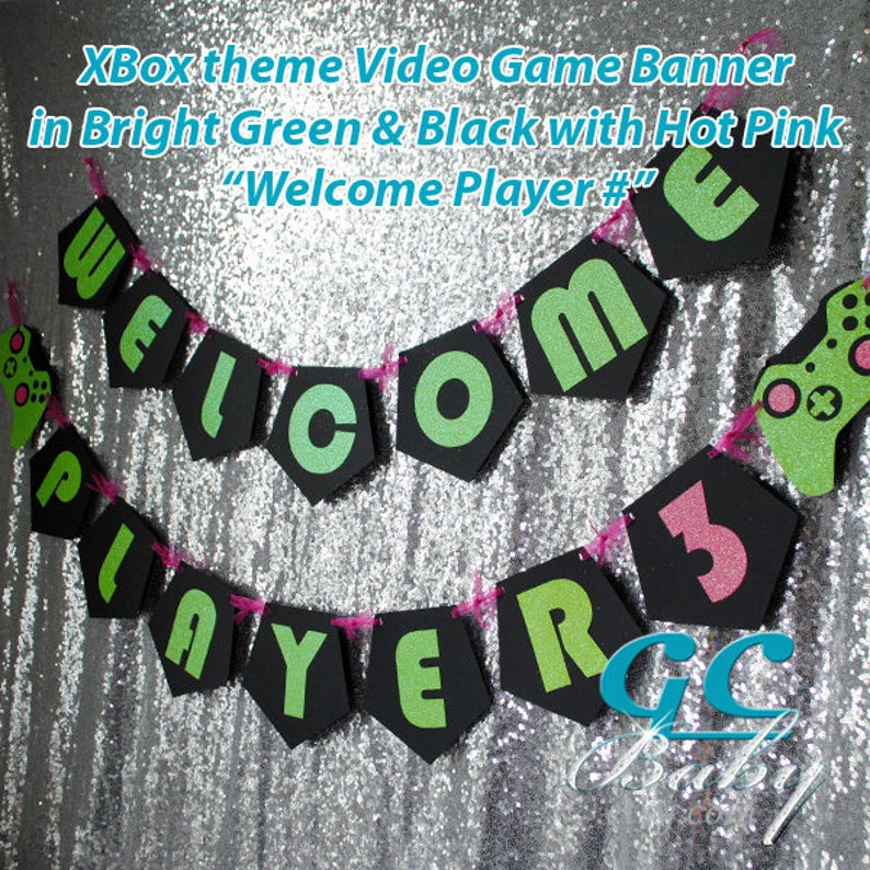 Gamer Birthday Party Banner, Custom Happy Birthday Video Game Banner, Personalized Video Game Party Decoration image 6