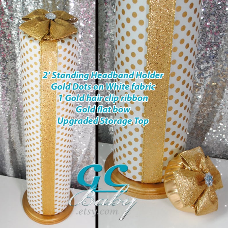 Baby and Girls Hair Accessory Organizer and Room Decor Metallic Gold Boutique Headband Holder Hanging or Standing
