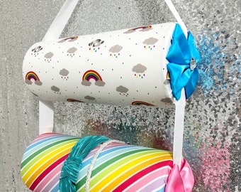 Rainbow Headband Holder Hanging or Standing - Hair Accessory Organizer, Chevron Bedroom Decor, Baby Nursery Girls Hairband Storage