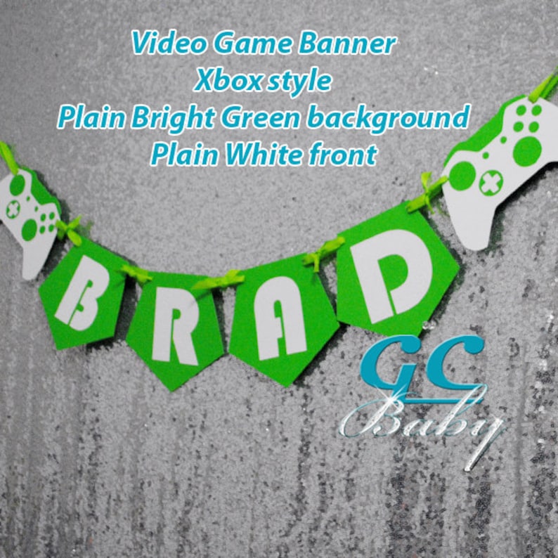 Gamer Birthday Party Banner, Custom Happy Birthday Video Game Banner, Personalized Video Game Party Decoration image 4
