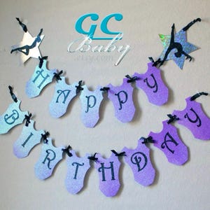 CUSTOM Gymnastics Birthday Banner - Name, Happy Birthday in ANY color combination - Party Decoration, Bunting