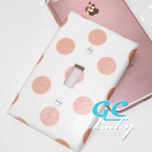 Rose Gold Metallic Decorator Light Switch and Outlet Covers - Prints in Chevron, Polka Dot, Stripe, Arrows - Rocker, Toggle, Duplex, Plug