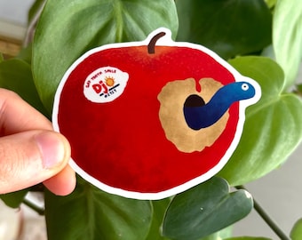 Gap Tooth Smile Apple with worm Another Bite Tour DJO Sticker