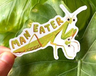 Man Eater Praying Mantis Funny Bug Sticker