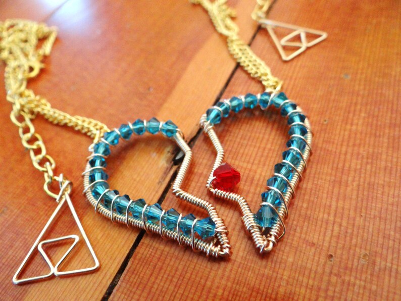 His and Hers or Best Friends L.O.Z. Heart Piece Necklaces with Triforce image 3