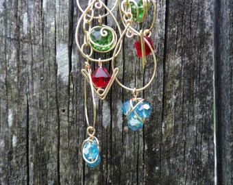 Triple Loop Earrings with Spiritual Stones