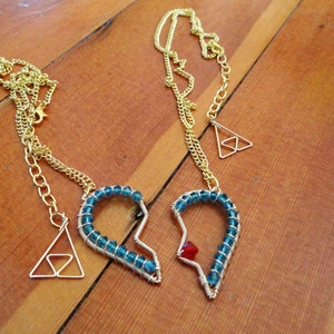 His and Hers or Best Friends L.O.Z. Heart Piece Necklaces with Triforce image 2