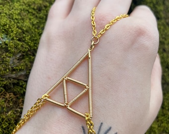 Intricate Wire Wrapped Triforce Inspired Bracelet