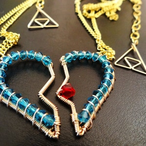 His and Hers or Best Friends L.O.Z. Heart Piece Necklaces with Triforce image 1