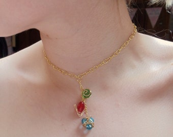 Golden Choker with Hanging Spiritual Stones