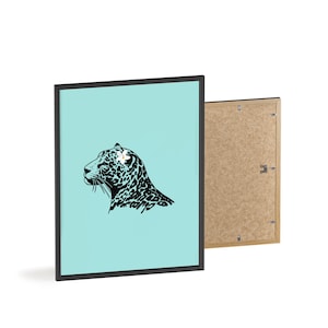 Leopard Profile Poster with Wooden Frame | Minimal Animal Wall Art