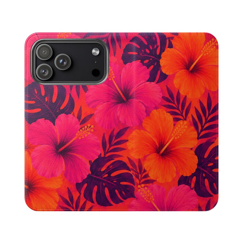 Hot Pink Hibiscus Wallet Phone Case, Tropical Folio iPhone Samsung — free download