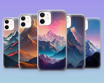 Custodia per telefono con motivo montagna e paesaggio naturale per iPhone 17Pro, 16, 15, 14, 13, 12, Samsung S25, S24, S23Fe, S22, A16, A26, A56, Pixel 10