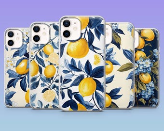 Blue Lemon Phone Case Italian Summer Cover for iPhone 17Pro, 16, 15, 14, 13, 12, Samsung S25, S24, S23Fe, S22, A16, A26, A56, Pixel 10