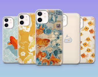Goldfish Phone Case Fish Aesthetic Cover for iPhone 17Pro, 16, 15, 14, 13, 12, Samsung S25, S24, S23Fe, S22, A16, A26, A56, Pixel 10