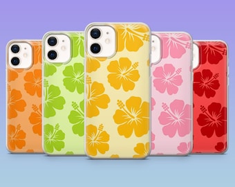 Hibiscus Phone Case Floral Tropical Flower Cover for iPhone 17Pro, 16, 15, 14, 13, 12, Samsung S25, S24, S23Fe, S22, A16, A26, A56, Pixel 10