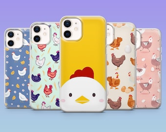Chicken Phone Case Farm Animal Cover for iPhone 17Pro, 16, 15, 14, 13, 12, Samsung S25, S24, S23Fe, S22, A16, A26, A56, Pixel 10