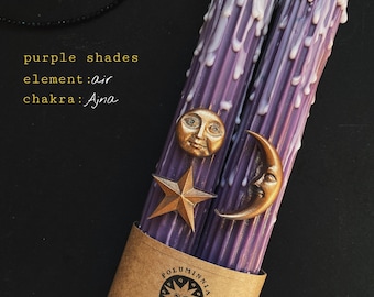 Purple Drip Soy Wax Candle Set: Moon & Sun Altar Ritual