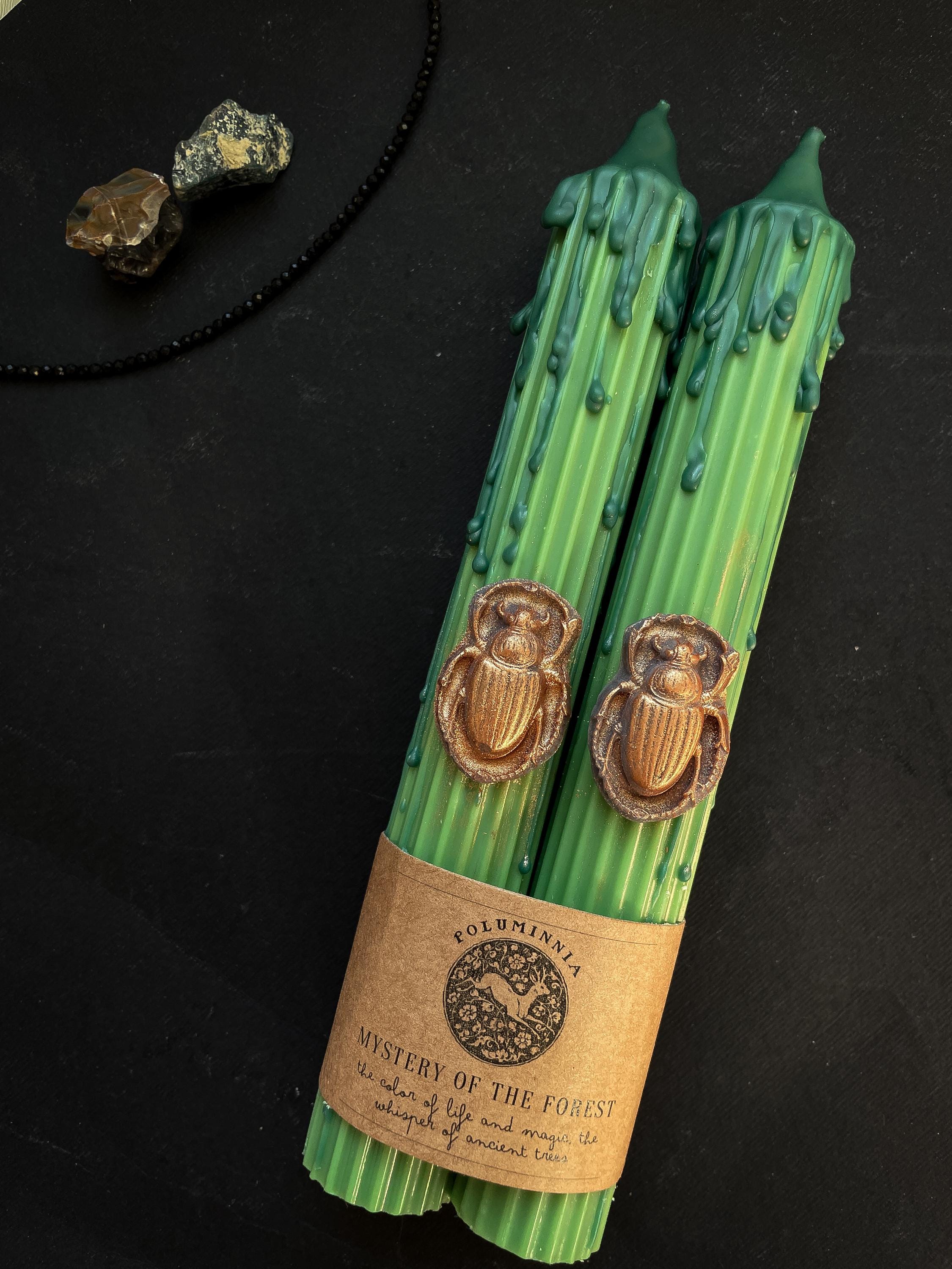 Green Ritual Candle Set - Forest Magic Altar Soy Candles for Meditation ...