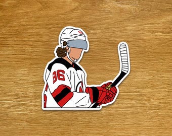 Pegatinas de Jack Hughes, pegatinas de hockey de Nueva Jersey, pegatinas deportivas troqueladas