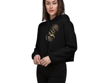 Cotton Blend Fleece Crop Hoodie - Raw Hem
