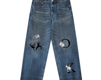 Vintage Wash Baggy Denim Jeans