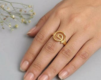 Spiral Swirl Ring Gold Silver, Minimalist Spiral Ring, Modern Abstract Ring, Boho Statement Ring, Unique Artistic Jewelry Gift