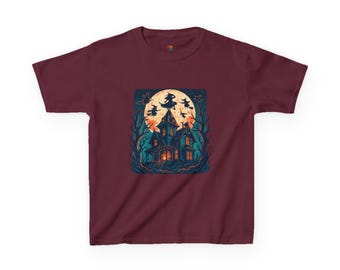 Spooky Haunted House Kids Tee - Halloween Witch T-Shirt