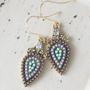 Zola Elements Earrings, Lavender and Light Blue, gold plated, boho earrings, bohemian earrings, boho jewelry, bohemian jewelry, under 20