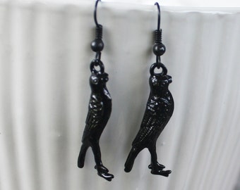 Raven Earrings - Black Bird Earrings, Crow Earrings, Bird Earrings, Goth Earrings, Haloween Earrings, Black Earrings