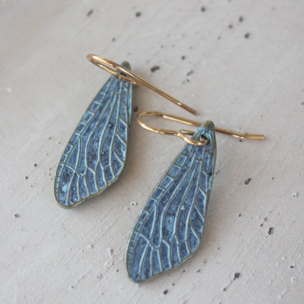 Fairy Wing Earrings -Patina Earrings - Fairy Earrings - Vintaj Earrings - Brass Earrings