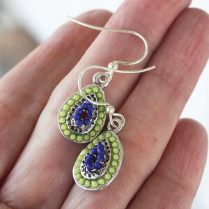 Zola Elements Earrings, green and blue, silver plated, boho earrings, bohemian earrings, boho jewelry, bohemian jewelry, under 20