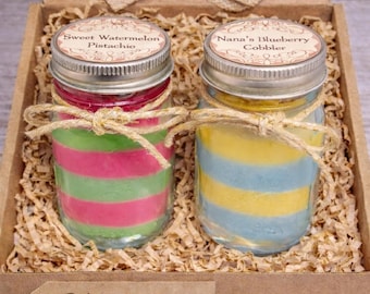 Dessert Collection | Layered Scented Candles | Hand poured | Non toxic and Vegan Friendly | Mason Jar 4oz