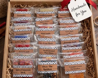 Proef 24 verschillende geuren | Sterk geurende ambachtelijke waxmelts-monsterdoos | Valentijnsdagcadeau | Moederdagcadeau