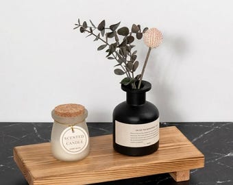 Wood Pedestal Stand Riser – Decor Farmhouse 8.6inch Small Wooden Riser Soap Stand Footed Tray for Candle Bathroom Counter