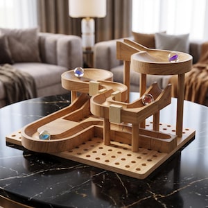 Pista de canicas de madera, juguete de aprendizaje Montessori STEM, set de construcción para armar, juguete de construcción educativo, regalo para niños