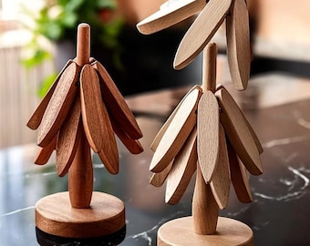 Beechwood Tree Trivet Coasters – Handmade Heat-Resistant Wooden Trivets for Pots & Dishes: Natural Kitchen Decor by Betoom