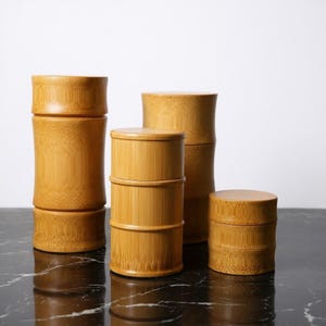 Natural Bamboo Tea Canister: Eco-Friendly Food Storage Box for Spices, Nuts, Herbs & More – Kitchen Organizer Jar Container