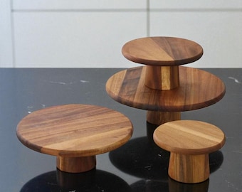Soporte rústico de madera para tartas, expositor de postres escalonado para bodas, soporte para cupcakes de estilo rústico, decoración de centro de mesa de boda de madera