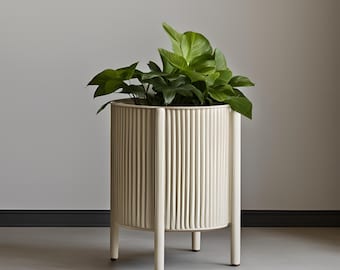 Maceta moderna acanalada con patas • Decoración escandinava para el hogar