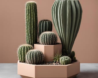 Octagon Succulent Planter • Modern Geometric 3D Printed Pot