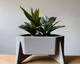 Maceta hexagonal con soporte • Maceta geométrica moderna • Decoración escandinava