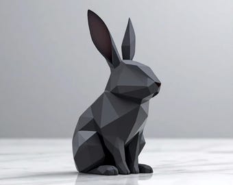 Geometrische sculptuur konijn van laag polymateriaal • Modern minimalistisch decor
