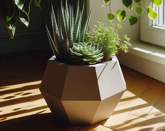 3D Printed Geometric Succulent Planter • Scandinavian Decor