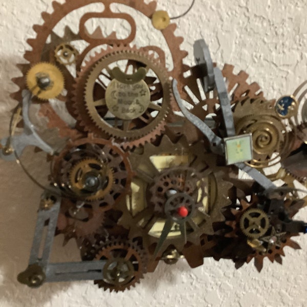 I love you to the moon and back steampunk industrial working clock.
