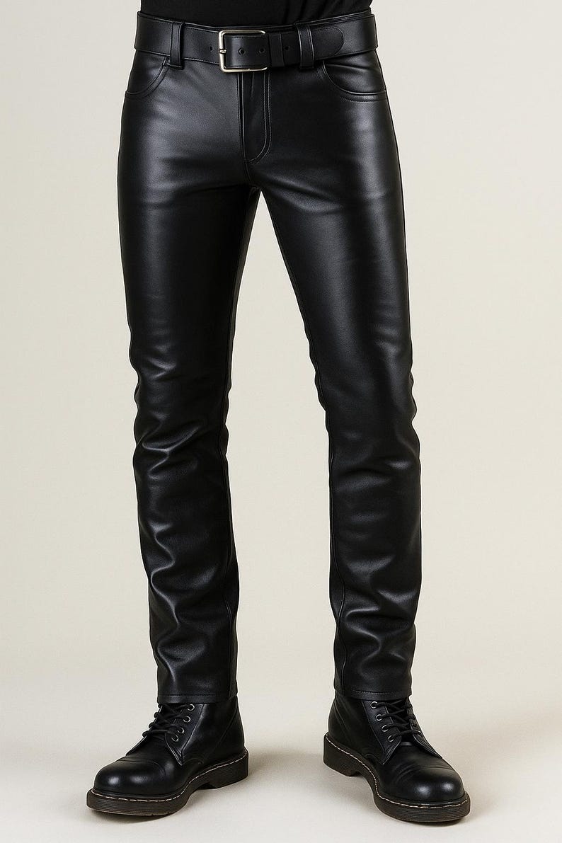 Men’s black genuine leather pants