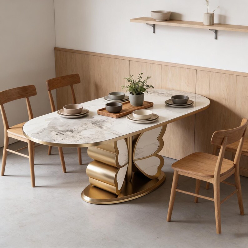 Luxury Sintered Stone Dining Table Stainless Steel Base Modern ...