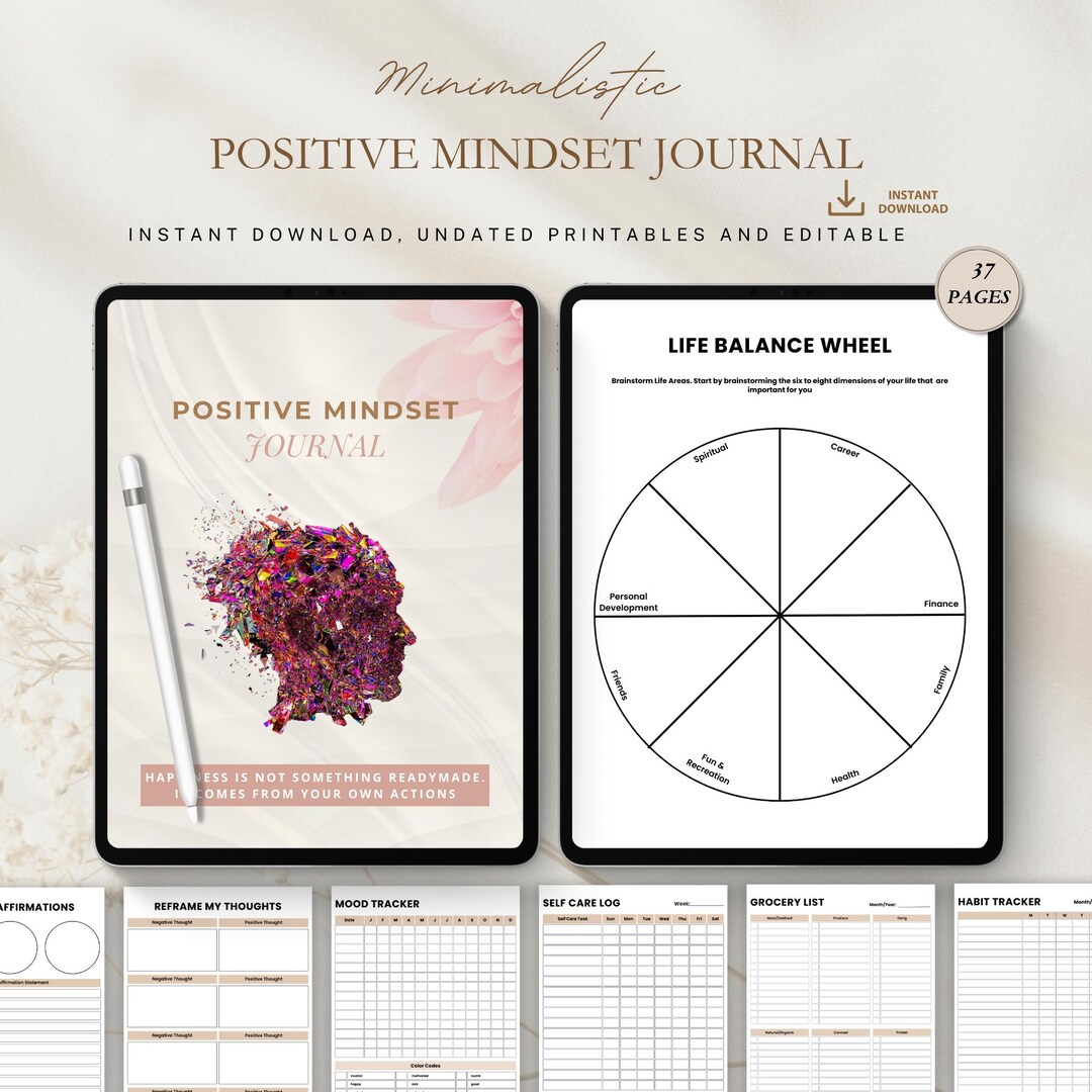 Positive Mindset Journal | Self-reflection & Growth Workbook | Daily ...