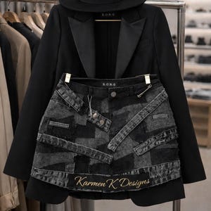 Custom Rework Denim Patch work Skirt