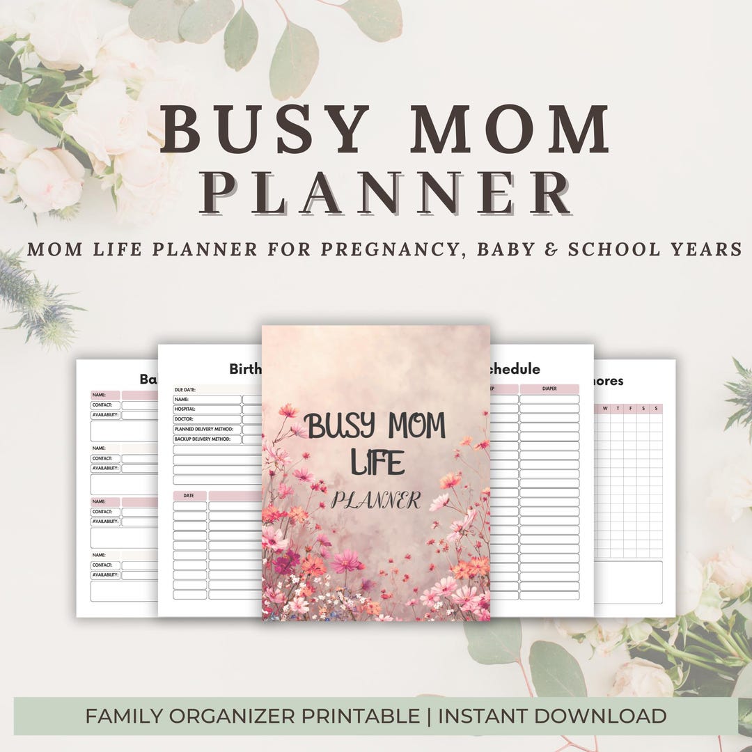 Busy Mom Life Planner | Pregnancy, Baby & School Organizer (PDF ...